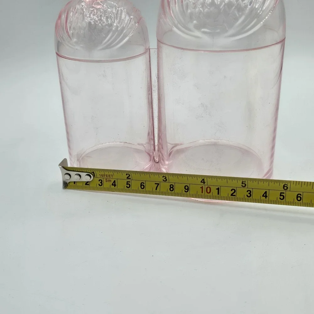 Vintage Rare Flamingo Pink Plastic Cotton Ball and Q Tip Holder Vanity Dresser